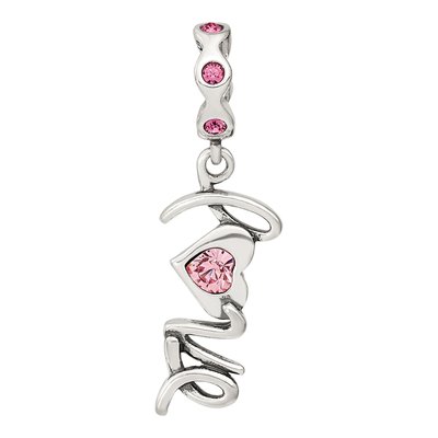 Sterling Silver Crystal LOVE Dangle Bead – view 4