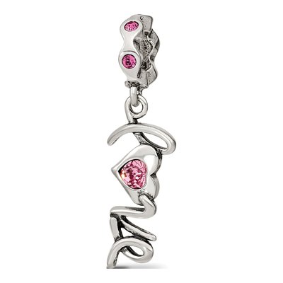 Sterling Silver Crystal LOVE Dangle Bead