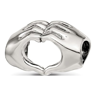 Sterling Silver Heart Hands Bead