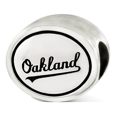 Sterling Silver Oakland A's Antiqued Bead