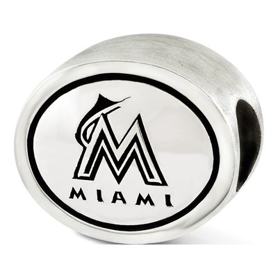 Sterling Silver Miami Marlins Antiqued Bead – view 2