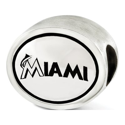 Sterling Silver Miami Marlins Antiqued Bead