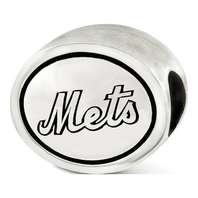 Sterling Silver NY Mets Antiqued Bead