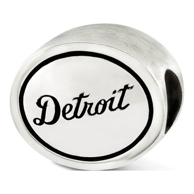 Sterling Silver Detroit Tigers Antiqued Bead