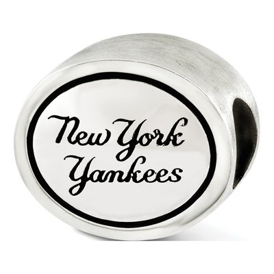 Sterling Silver NY Yankees Antiqued Bead