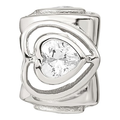 Sterling Silver CZ Clear Heart Bead – view 4