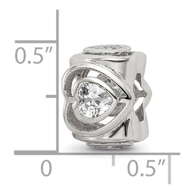 Sterling Silver CZ Clear Heart Bead – view 5