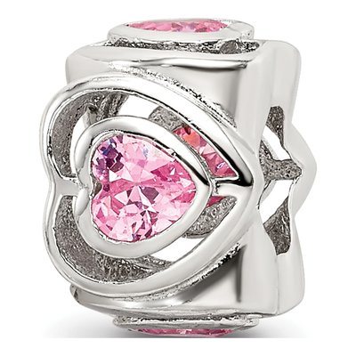 Sterling Silver CZ Heart Bead