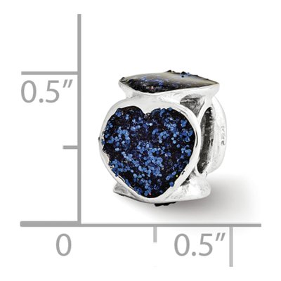 Sterling Silver Blue Glitter Heart Bead – view 3