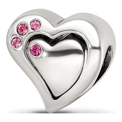 Sterling Silver Crystal Heart Bead