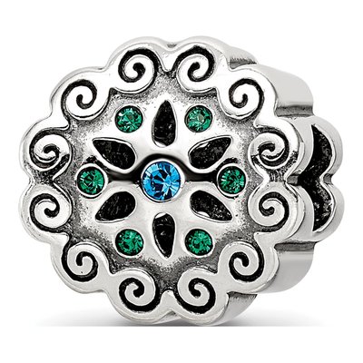 Sterling Silver Crystal Flower Bead