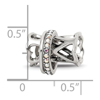 Sterling Silver Crystal Heart Spinner Bead – view 5