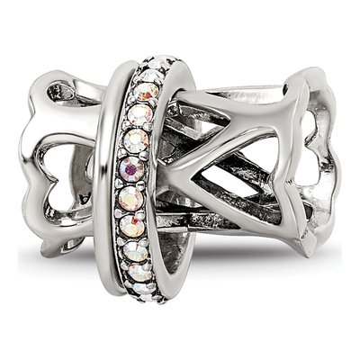 Sterling Silver Crystal Heart Spinner Bead