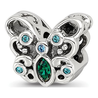 Sterling Silver Crystal Butterfly Bead