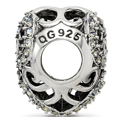 Sterling Silver Crystal Filigree Heart Bead – view 3