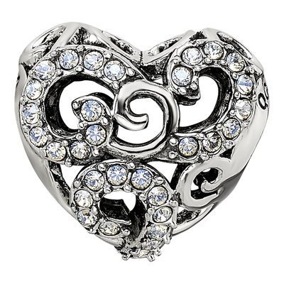 Sterling Silver Crystal Filigree Heart Bead – view 4
