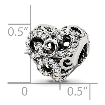 Sterling Silver Crystal Filigree Heart Bead – view 5