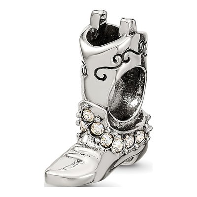 Sterling Silver Crystal Boot Bead