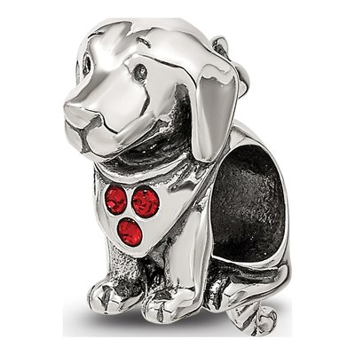 Sterling Silver Crystal Dog Bead