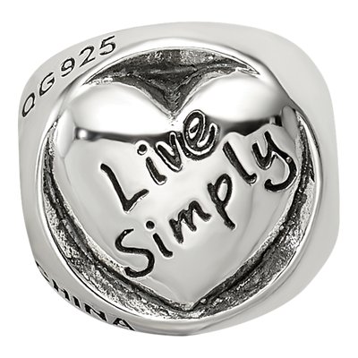 Sterling Silver 'live Simply' Trilogy Bead – view 4