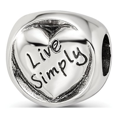 Sterling Silver 'live Simply' Trilogy Bead