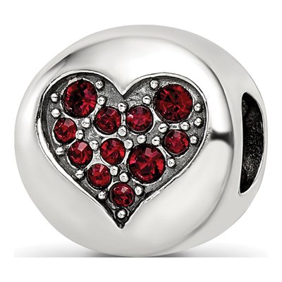 Sterling Silver Crystal Faith Heart Bead