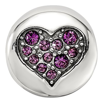 Sterling Silver Crystal Peace Heart Bead – view 5