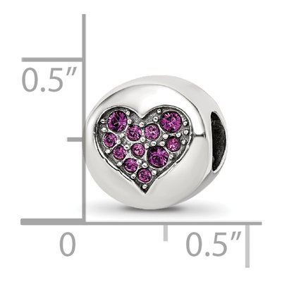 Sterling Silver Crystal Peace Heart Bead – view 6