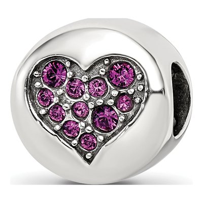 Sterling Silver Crystal Peace Heart Bead