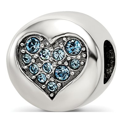 Sterling Silver Crystal Heart Bead