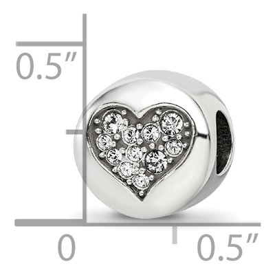 Sterling Silver Crystal April Heart Bead – view 6