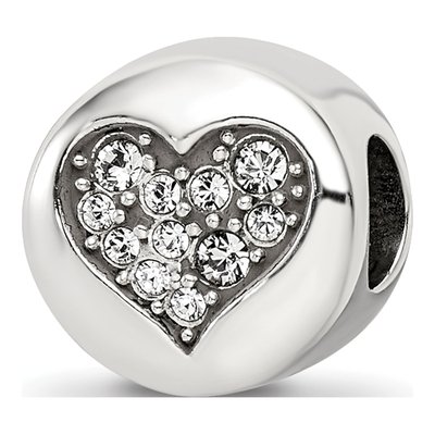 Sterling Silver Crystal April Heart Bead