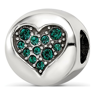 Sterling Silver Crystal Heart Bead