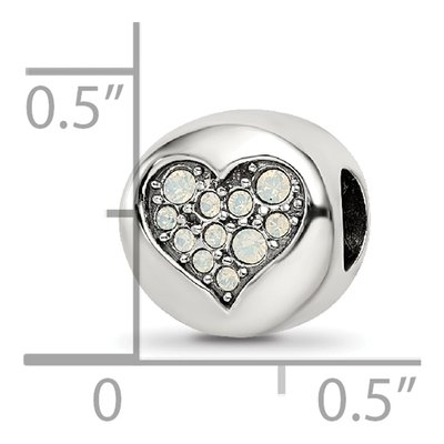 Sterling Silver Crystal June Heart Bead – view 6