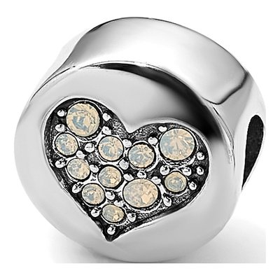Sterling Silver Crystal June Heart Bead – view 8