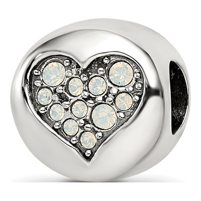 Sterling Silver Crystal June Heart Bead