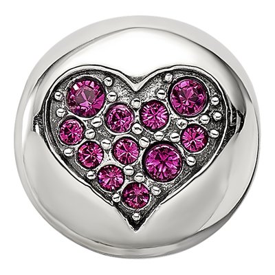 Sterling Silver Crystal July Passion Heart Bead – view 5