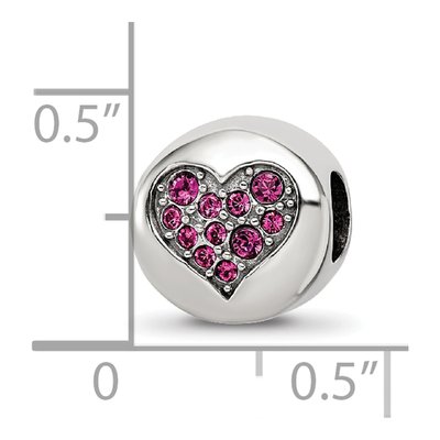 Sterling Silver Crystal July Passion Heart Bead – view 6