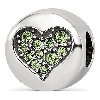 Sterling Silver Crystal Aug Heart Bead