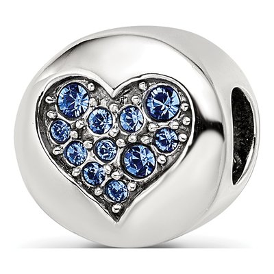 Sterling Silver Crystal Sep Heart Bead