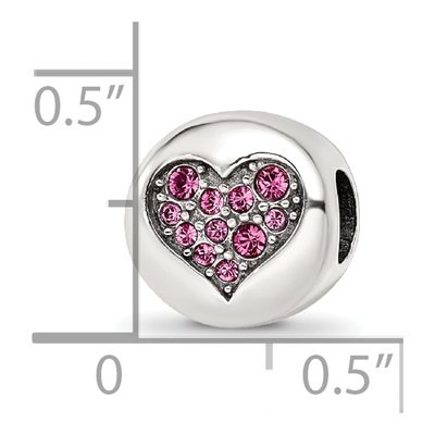 Sterling Silver Crystal Hope Heart Bead – view 6