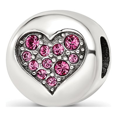 Sterling Silver Crystal Hope Heart Bead
