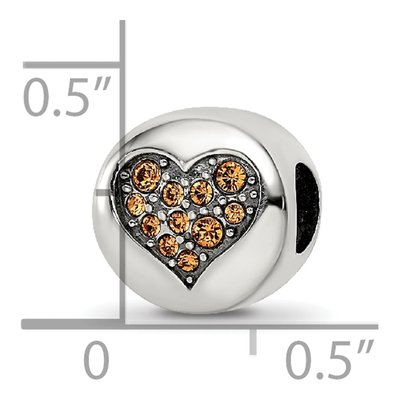 Sterling Silver Crystal Nov Heart Bead – view 6