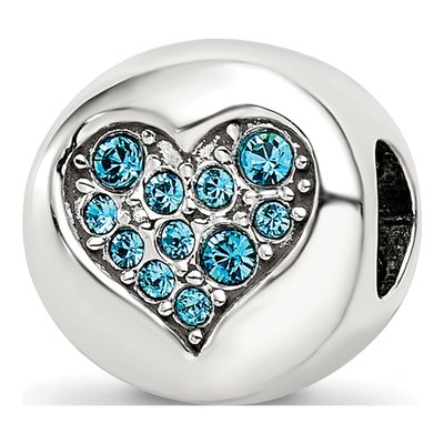 Sterling Silver Crystal Heart Bead