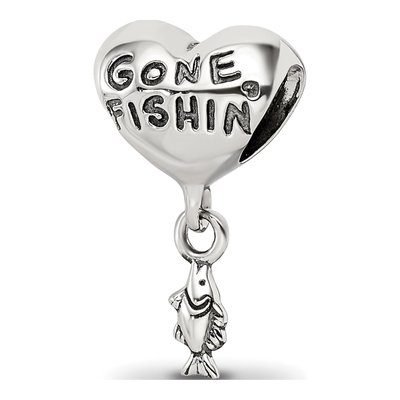Sterling Silver Gone Fishin' Dangle Bead