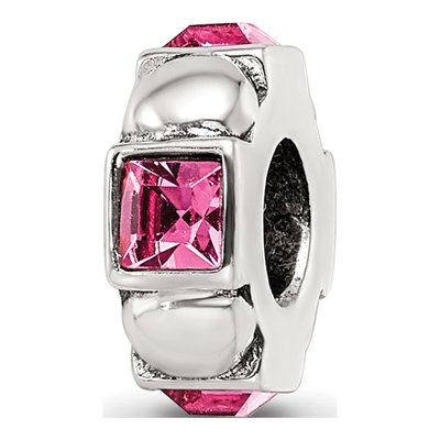 Sterling Silver Crystal Squares Bead