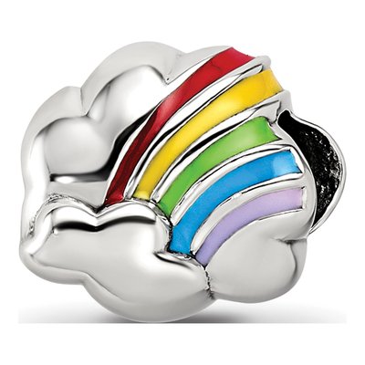 Sterling Silver Enamel Rainbow Bead