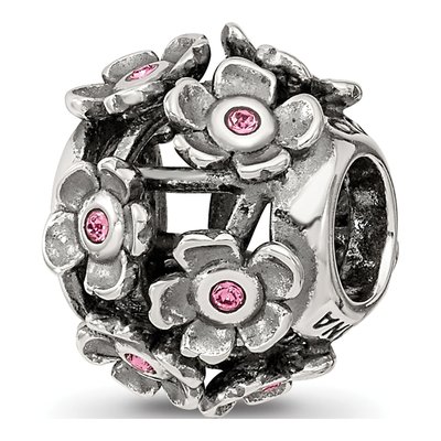 Sterling Silver Crystal Blossoms Bead