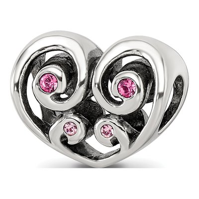 Sterling Silver Crystal Heart Bead
