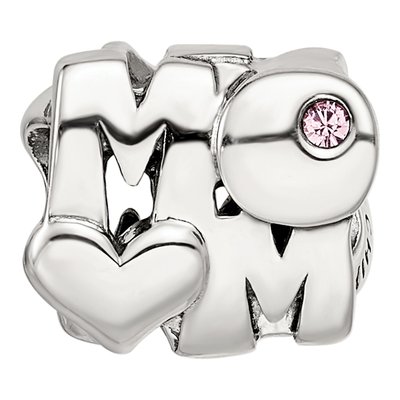 Sterling Silver Crystal MOM Bead – view 5